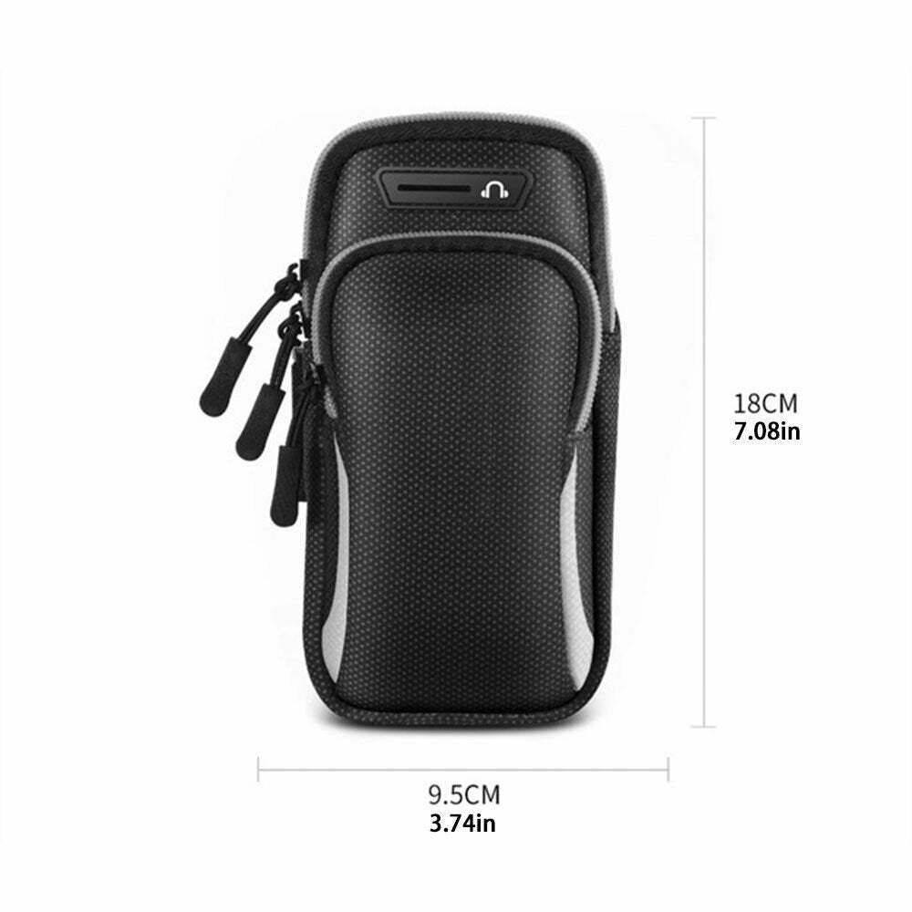 Suport de telefon pentru alergare, Zola®, inchidere cu velcro, cu 2 buzunare, orificiu casti, negru / albastru Suport de telefon pentru alergare, Zola®, inchidere cu velcro, cu 2 buzunare, orificiu casti, negru / albastru